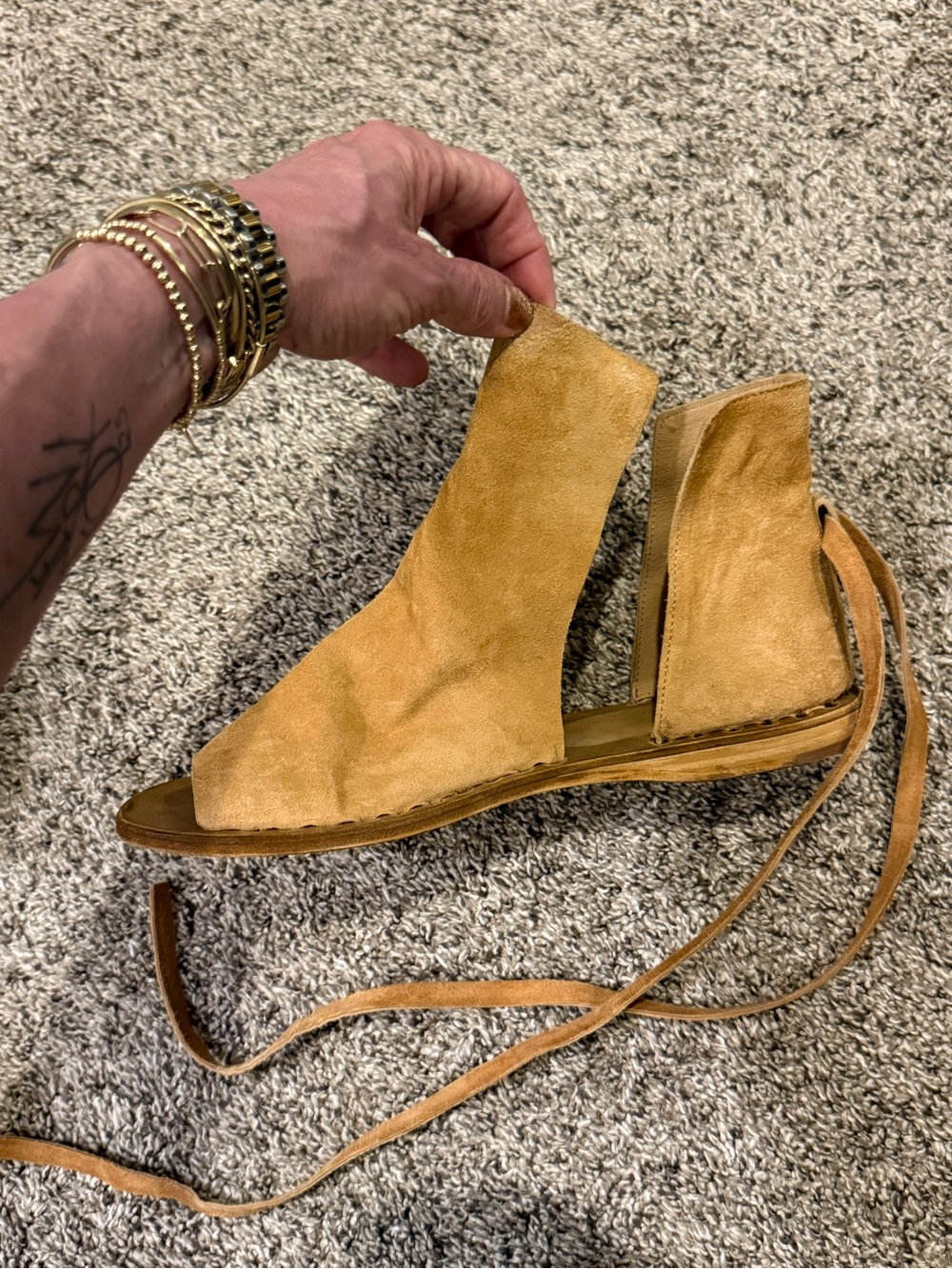 Women's Tan Suede Handmade Italian Itaca Sandals